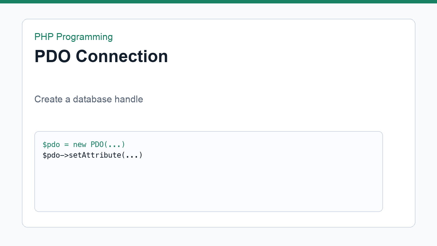 Diagram of PHP connecting to MySQL with PDO