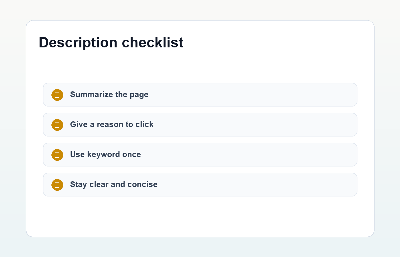 Meta description checklist for WordPress SEO snippets