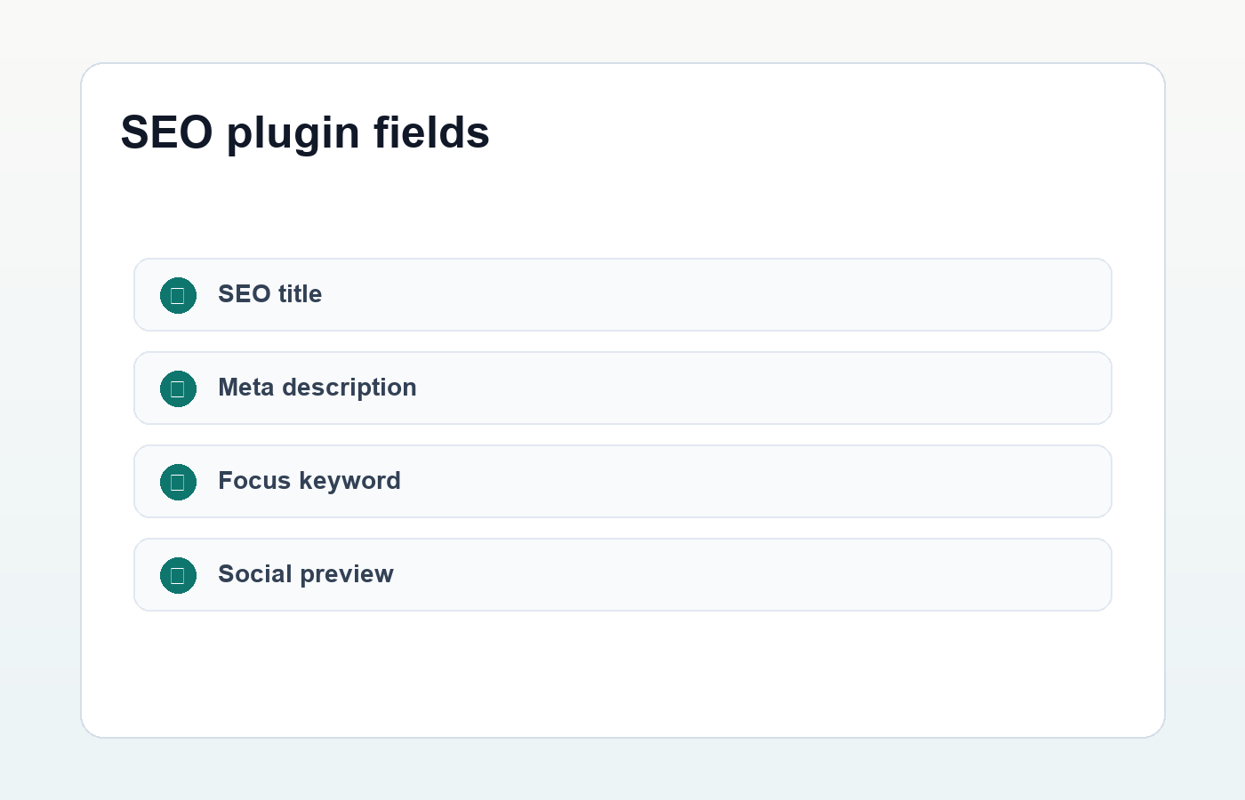 WordPress SEO plugin fields for title description and focus keyword