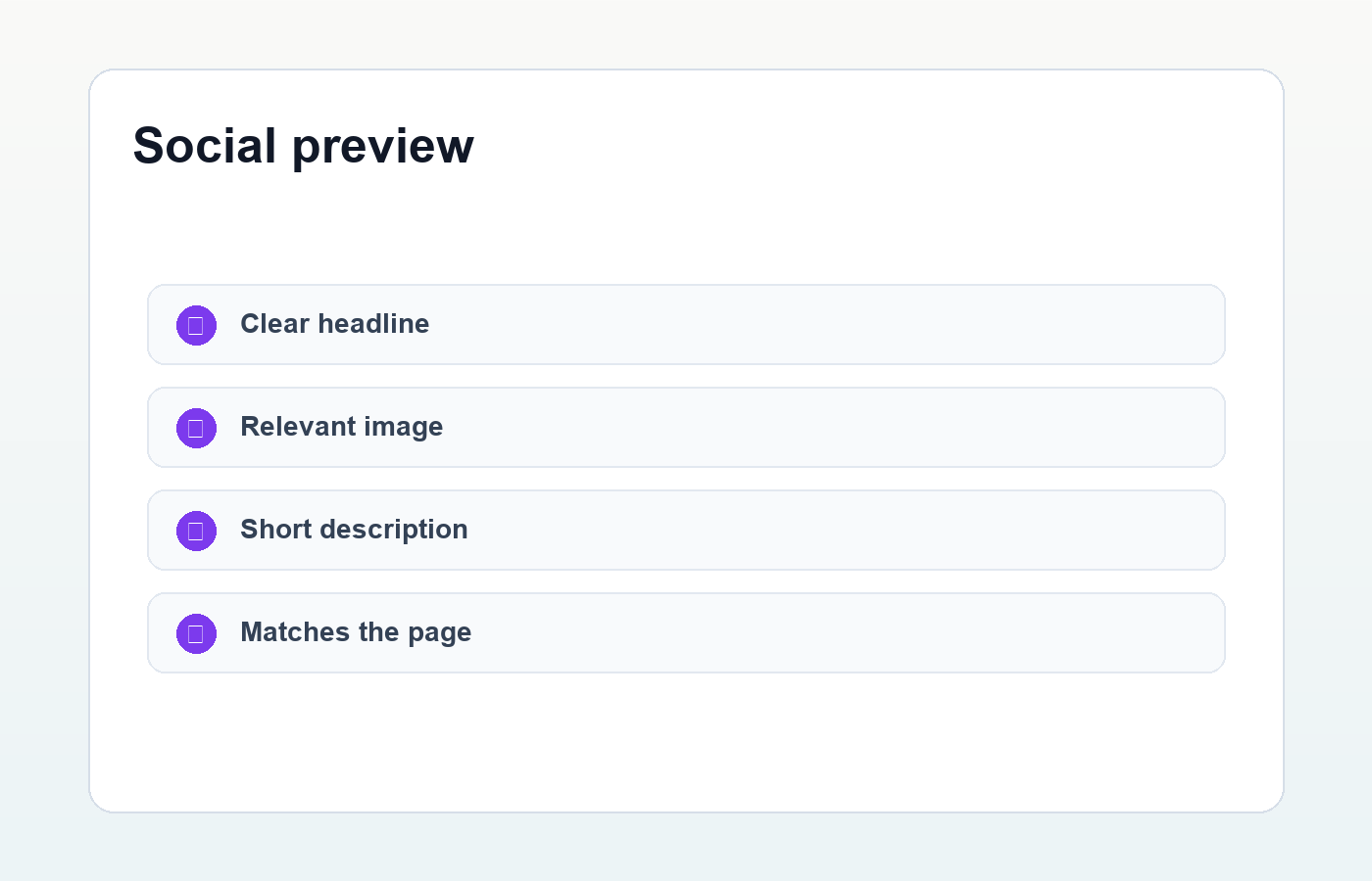 Social preview checklist for WordPress meta titles and descriptions