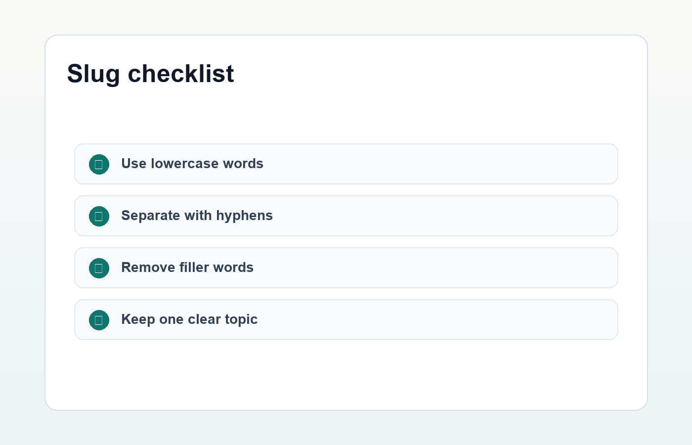 WordPress slug checklist for clean SEO URLs