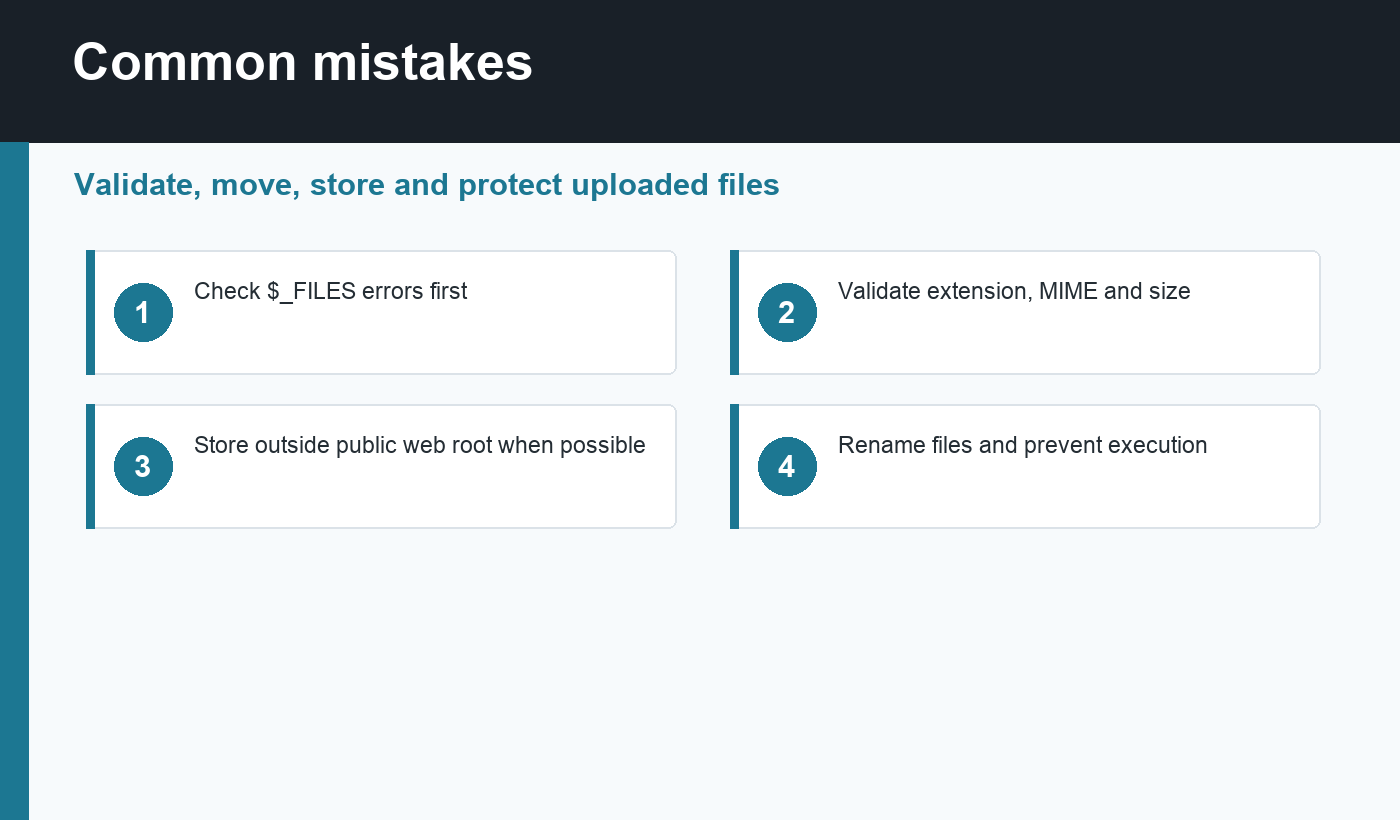 PHP file uploads mistakes to avoid