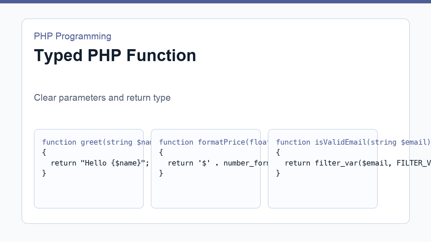 PHP functions with type hints code example
