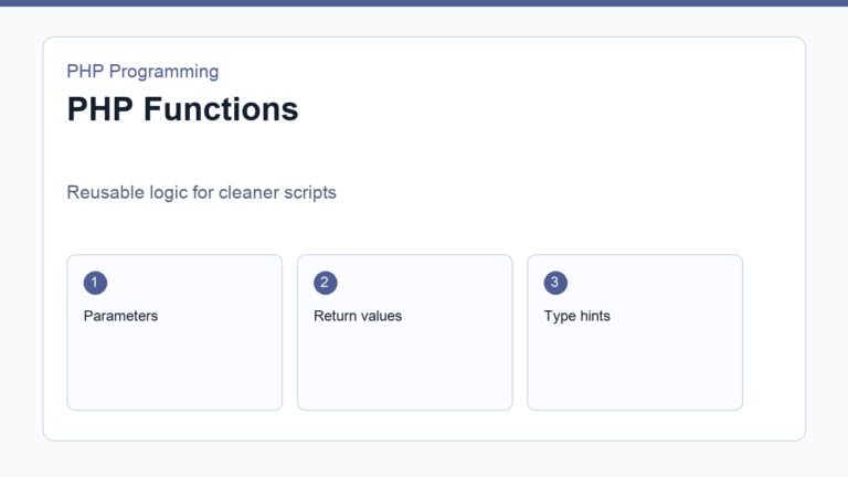 PHP functions shown as reusable blocks in a code editor