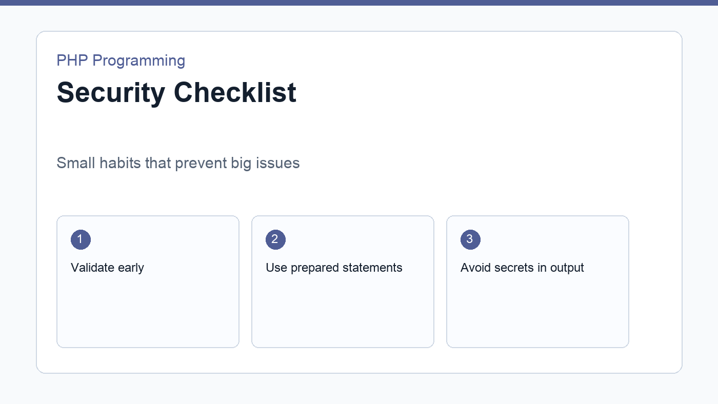 Checklist for secure PHP habits