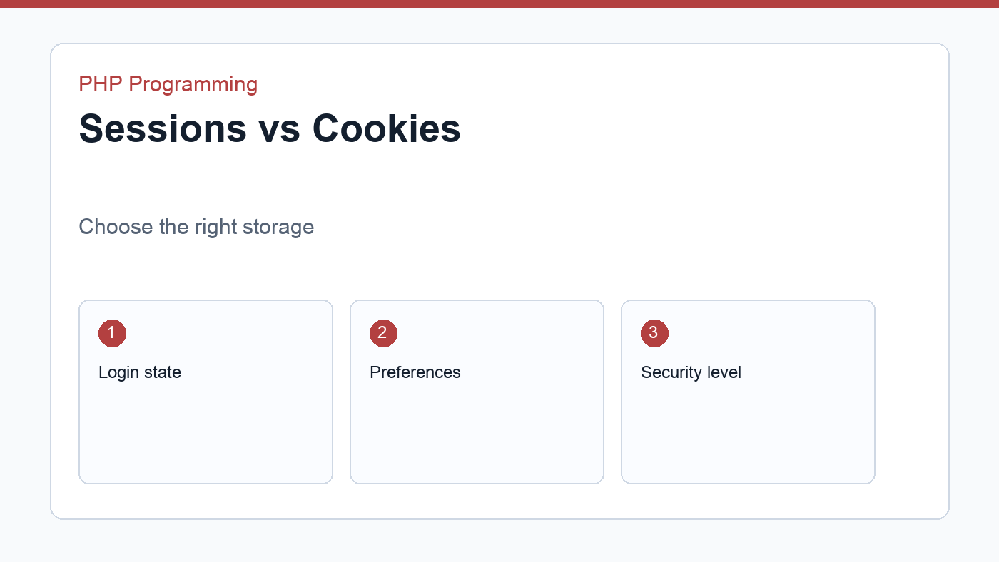 Visual comparison of sessions and cookies use cases