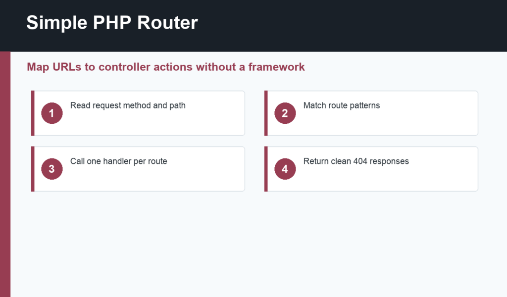 Simple PHP router for beginner applications