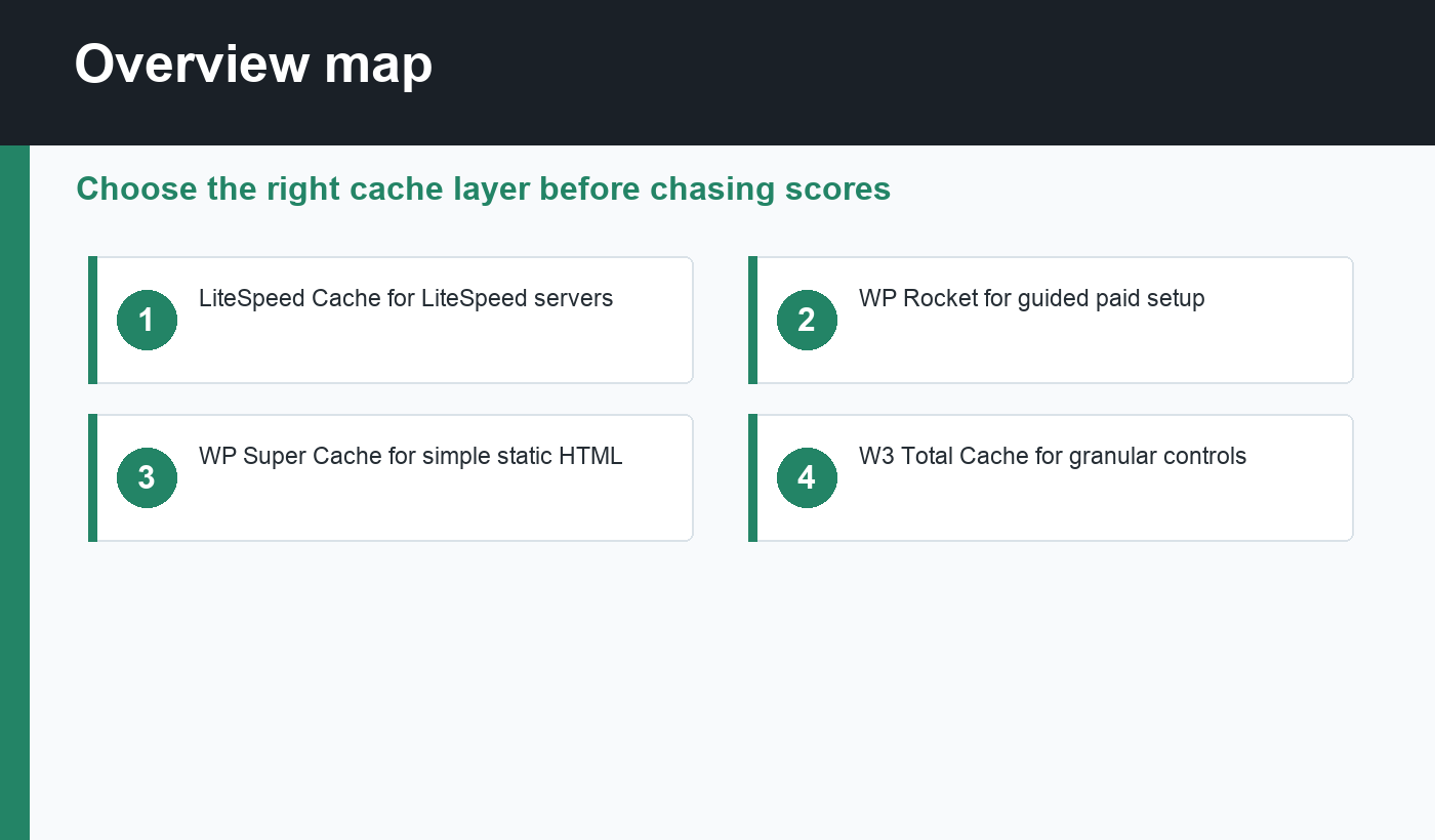 WordPress caching plugins overview map