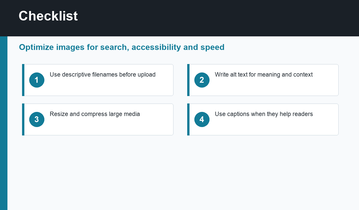 Image SEO checklist for WordPress posts