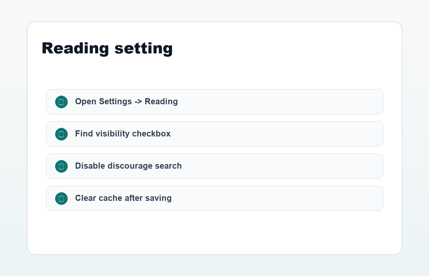 WordPress Reading search engine visibility setting