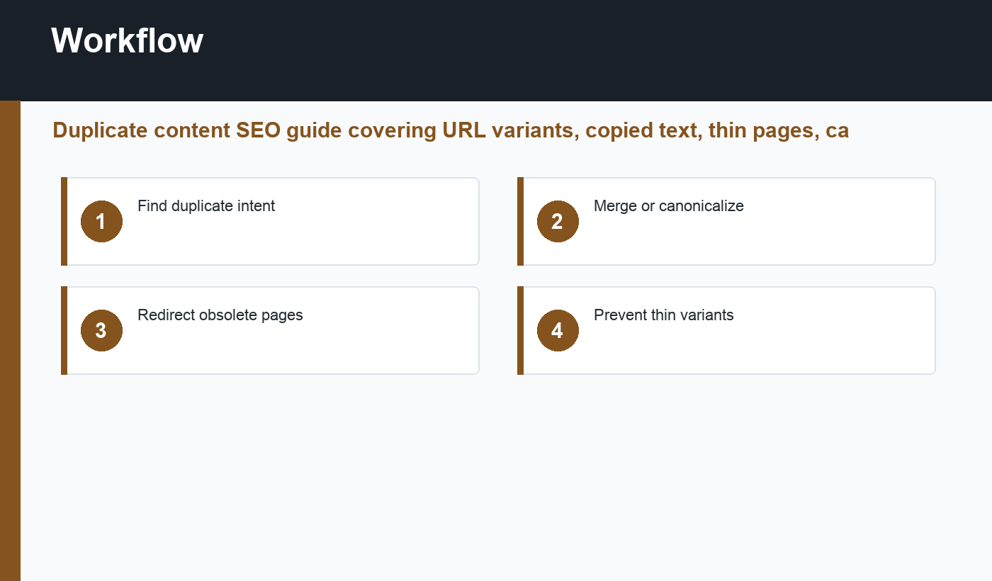 duplicate content SEO workflow