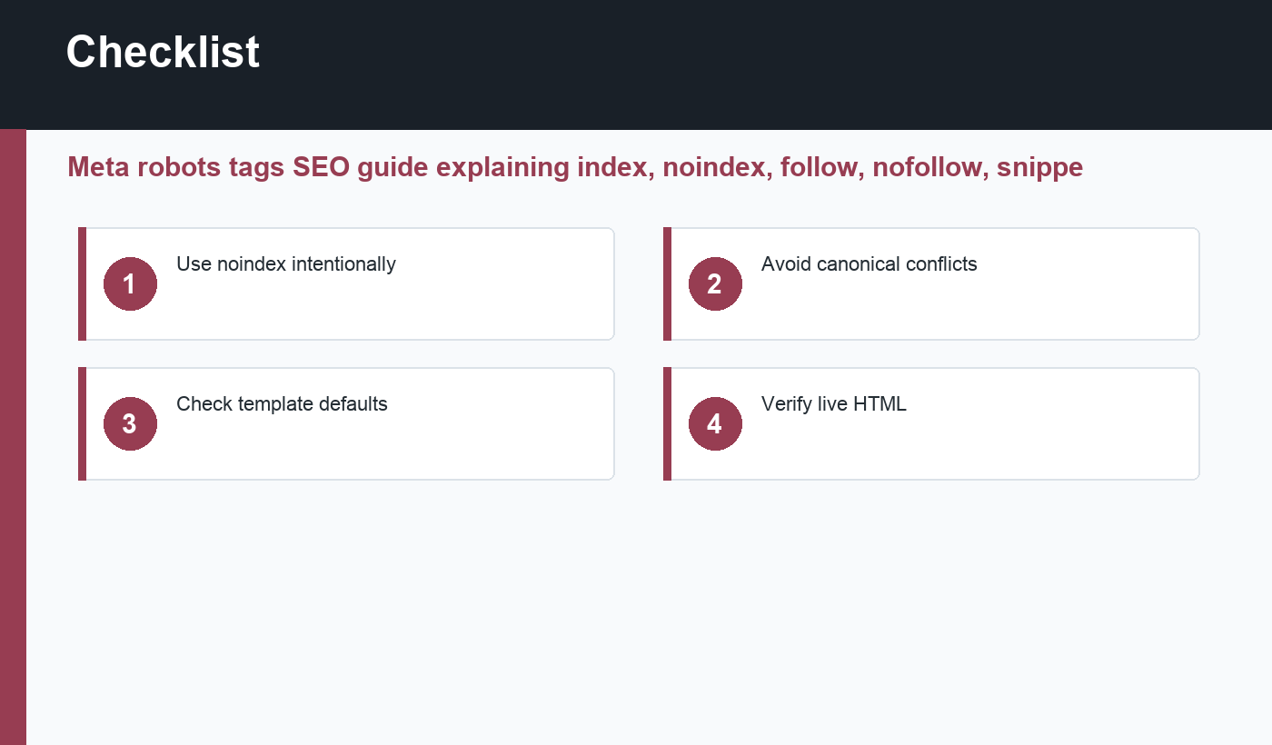 meta robots tags SEO checklist