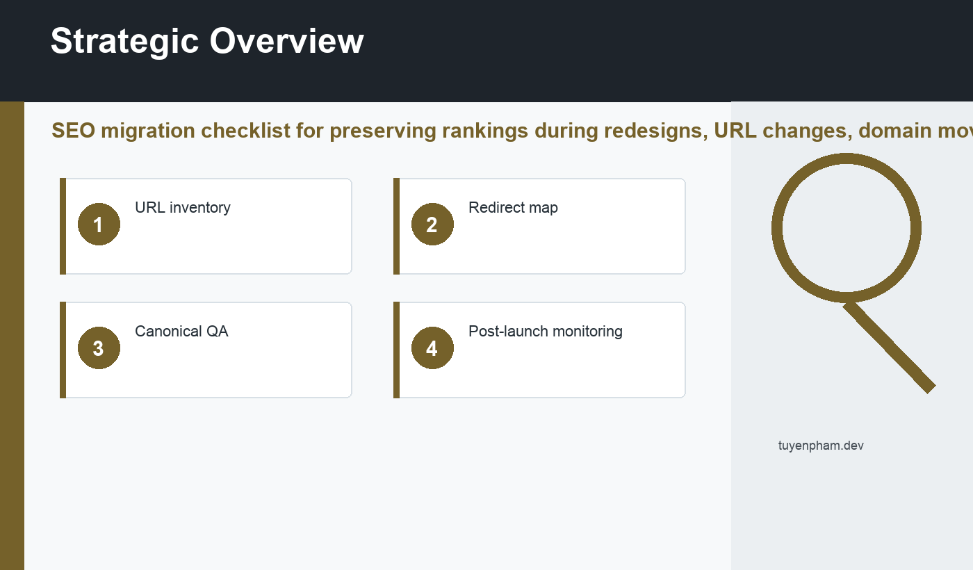 SEO migration checklist overview diagram