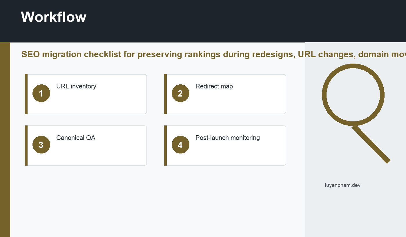 SEO migration checklist workflow