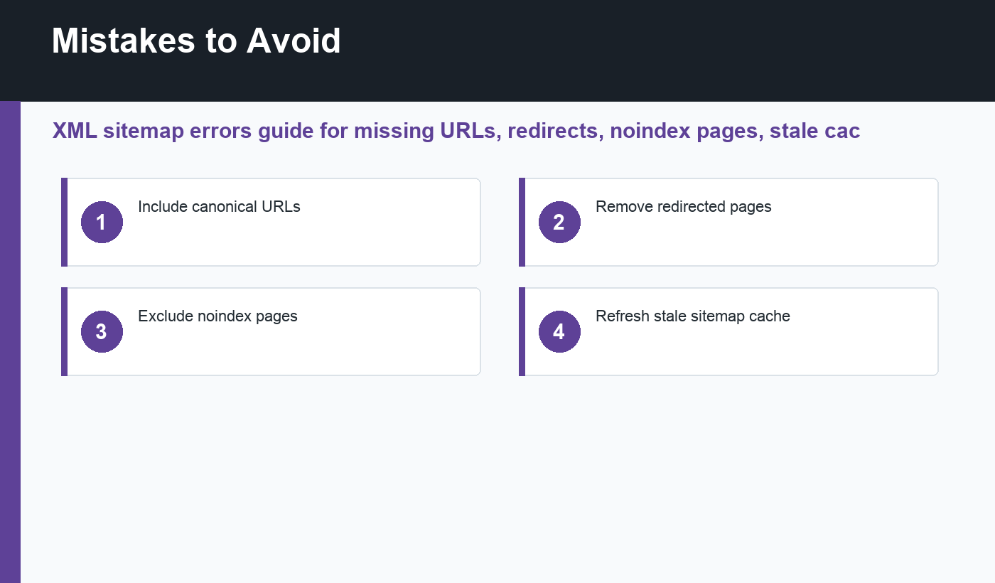 XML sitemap errors mistakes to avoid