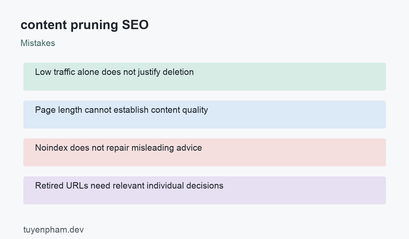 content pruning SEO: mistakes