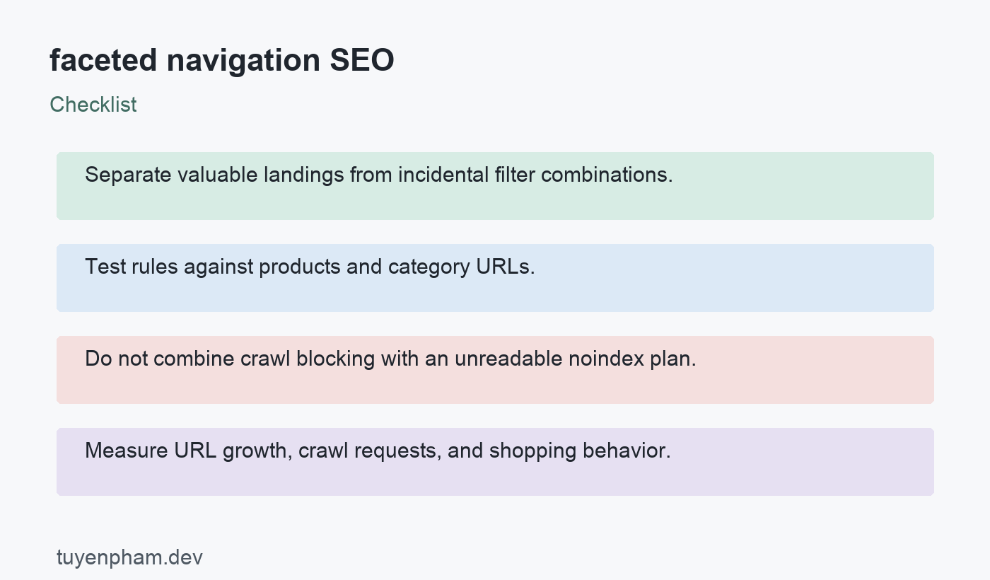 faceted navigation SEO: checklist