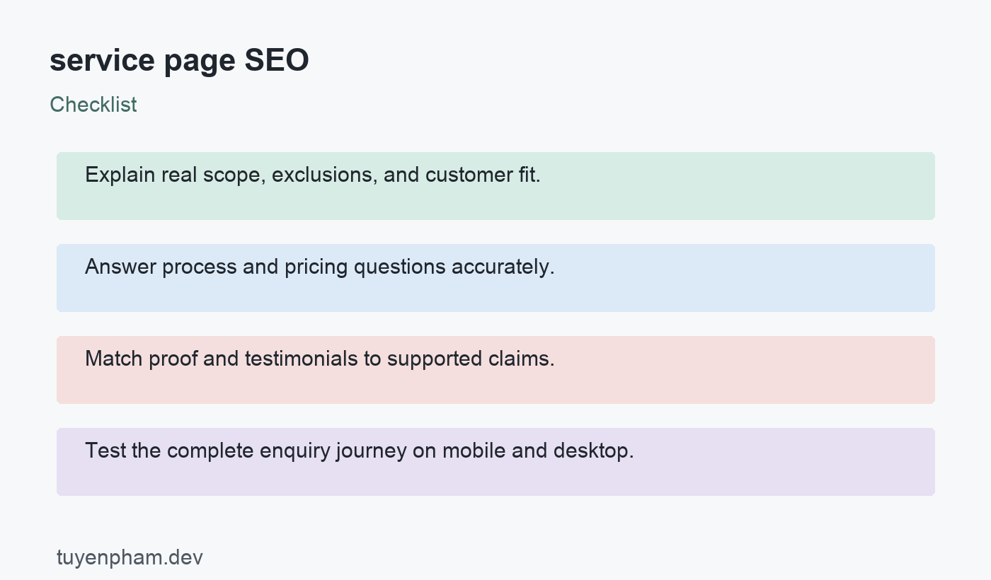 service page SEO: checklist