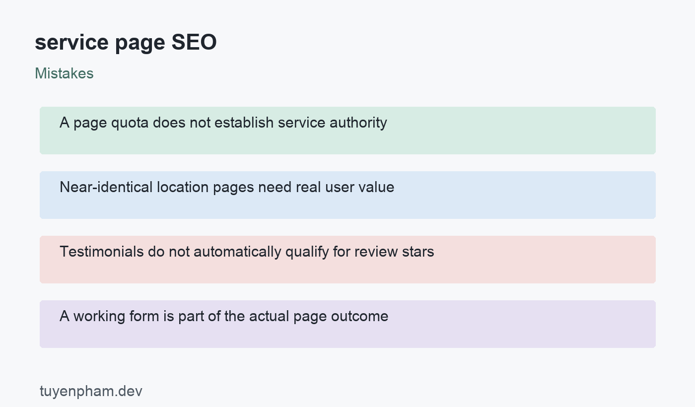 service page SEO: mistakes